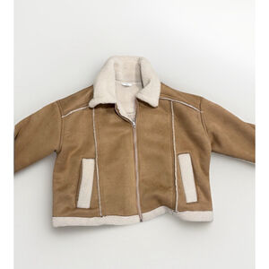 Time and Tru Tan Faux Shearling Jacket Women’s Zip Up Sherpa Lined Coat 2XL